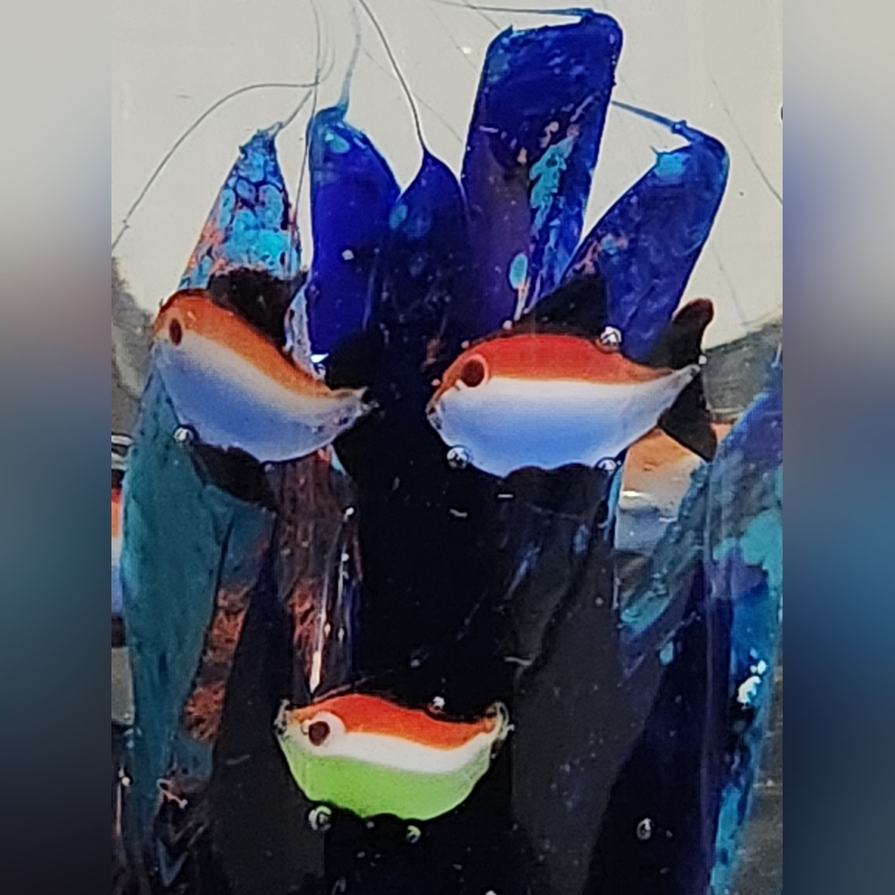 Tropical Art Glass Coral Reef And Fish Aquarium Bubbles Paperweight Decor Office - Picture 11 of 11